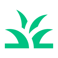 Green stylized icon of grass blades.
